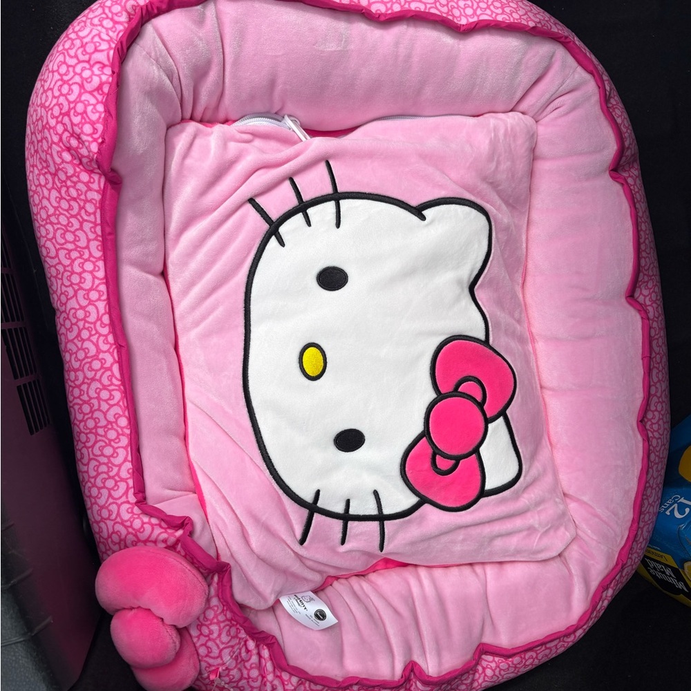 Hello Kitty Pink Plush Pillow with Red Bow